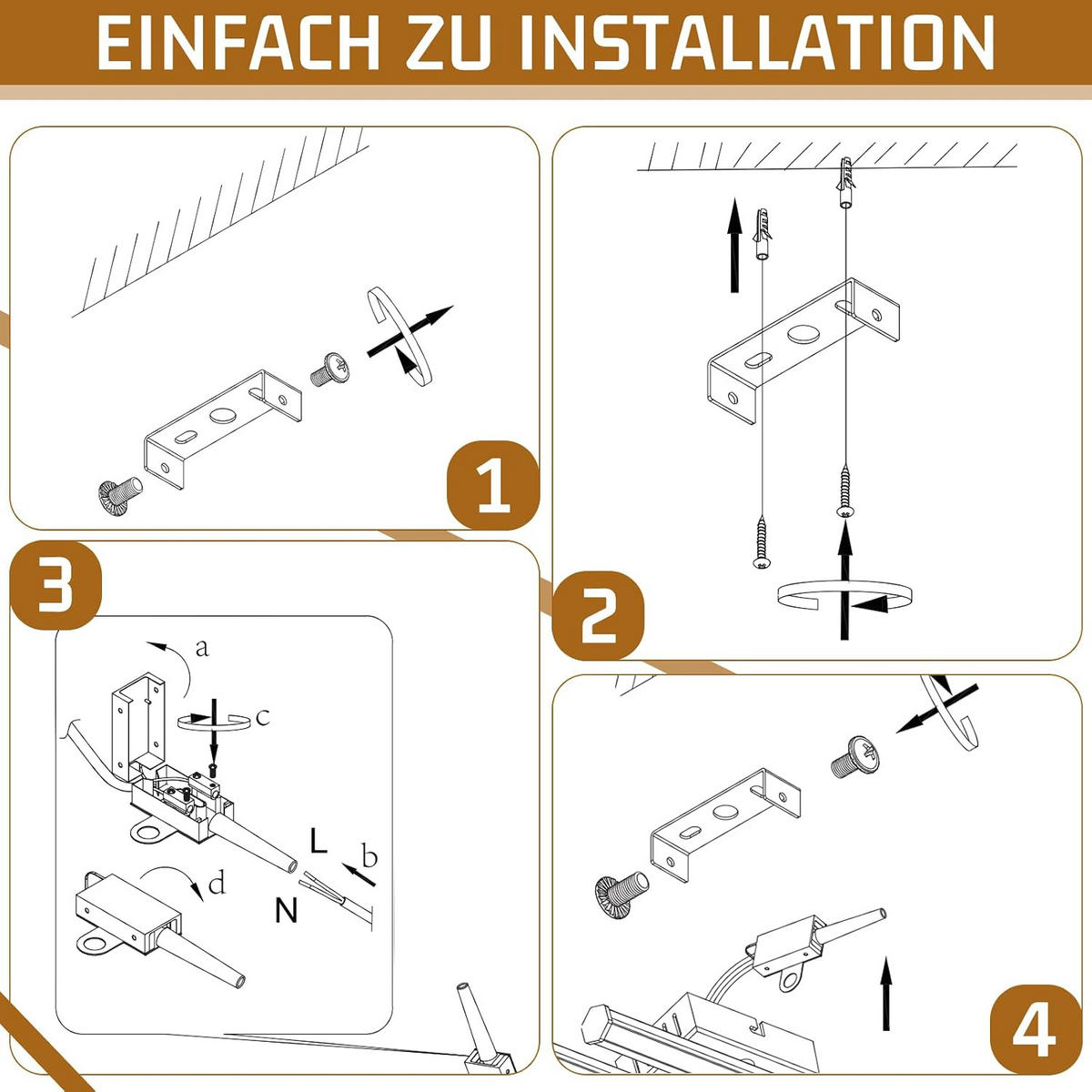 LED-DECKENLEUCHTE Machado 12/44/6cm - Schwarz, Metall (44/12/6cm) - ZMH