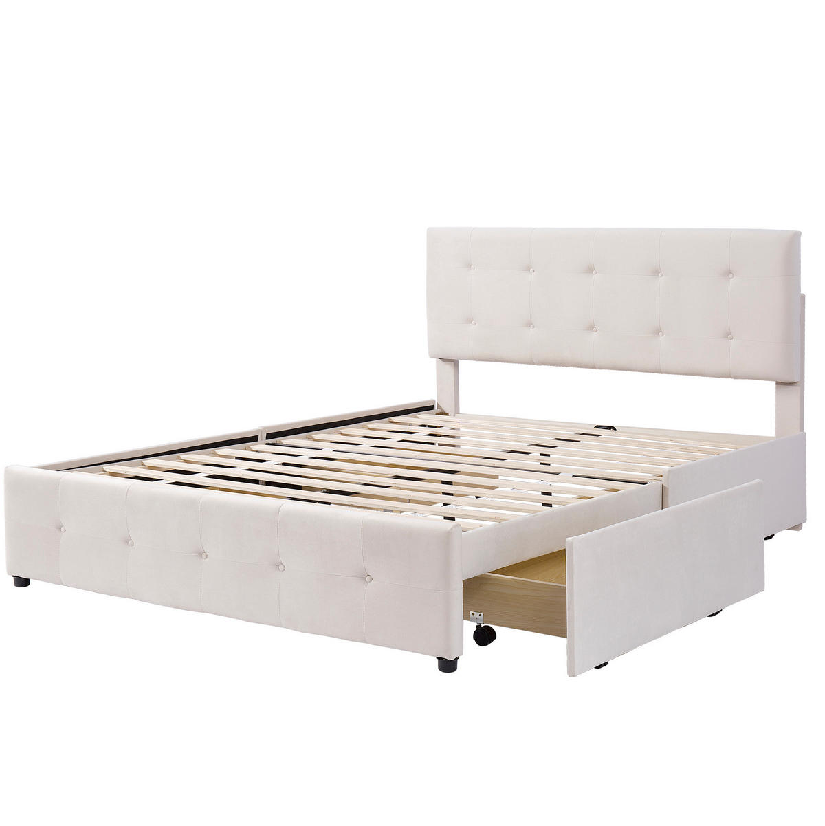 POLSTERBETT mit 4 Schubladen Beige - Beige, Holz (140/200cm) - Meubliv