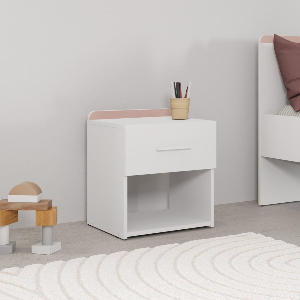 NACHTTISCH reverso weiss - Weiß, Holzwerkstoff (34.3/45.8/48cm) - Calicosy