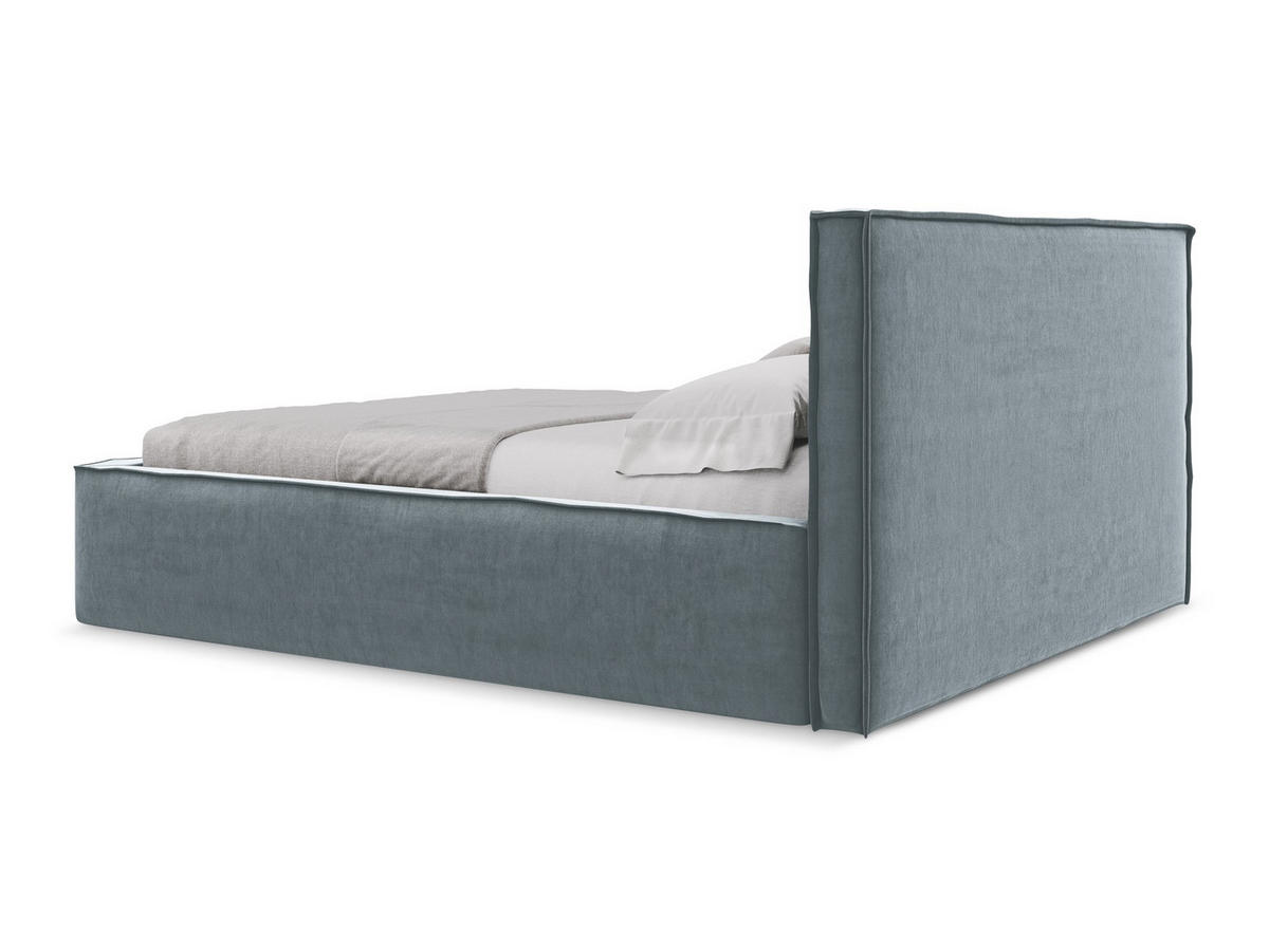 POLSTERBETT mit Bettkasten und Lattenrost 200x228 Blau - Blau/Schwarz, Kunststoff/Textil (180/200cm) - Makamii