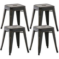 SITZHOCKER 4er Set Arvida schwarz-gold - Schwarz, Metall (40/46/40cm) - TPFLiving