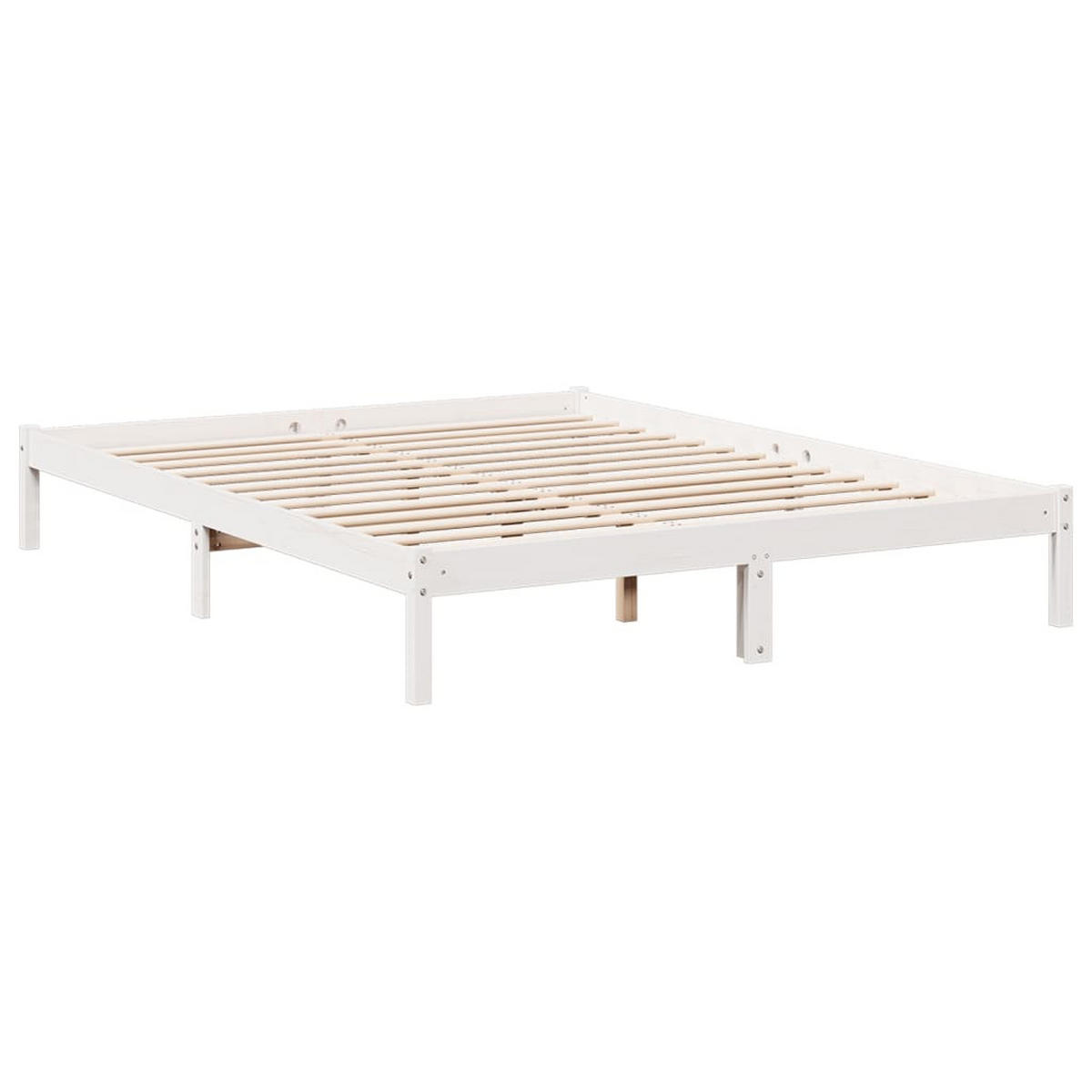 MASSIVHOLZBETT Extra Lang Ohne Matratze Weiss 140/220 Kieferholz - Weiß, Holz (140/220cm) - vidaXL