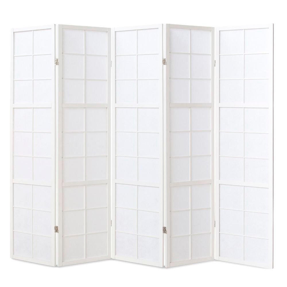 Homestyle4u Paravent Weiß 220x175x2 cm