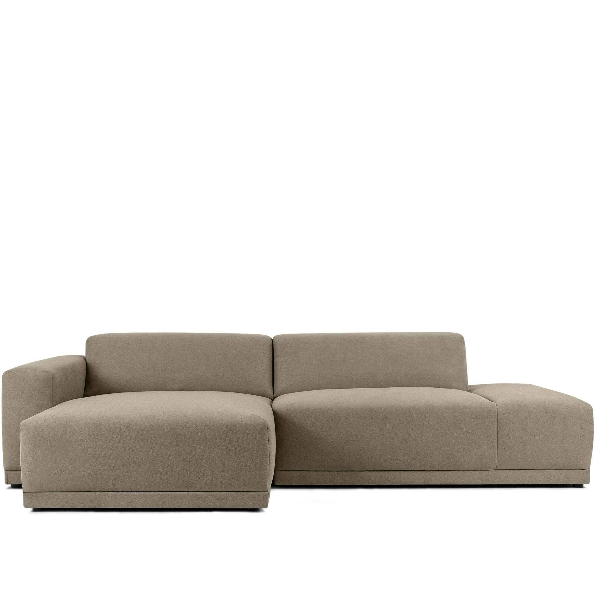 ECKSOFA LINKS MUDI in moderner Optik mit hochwertigem Kaltschaum, Cord-Stoff, Ecru - Ecru/Schwarz, Textil (280/160cm) - KONSIMO®