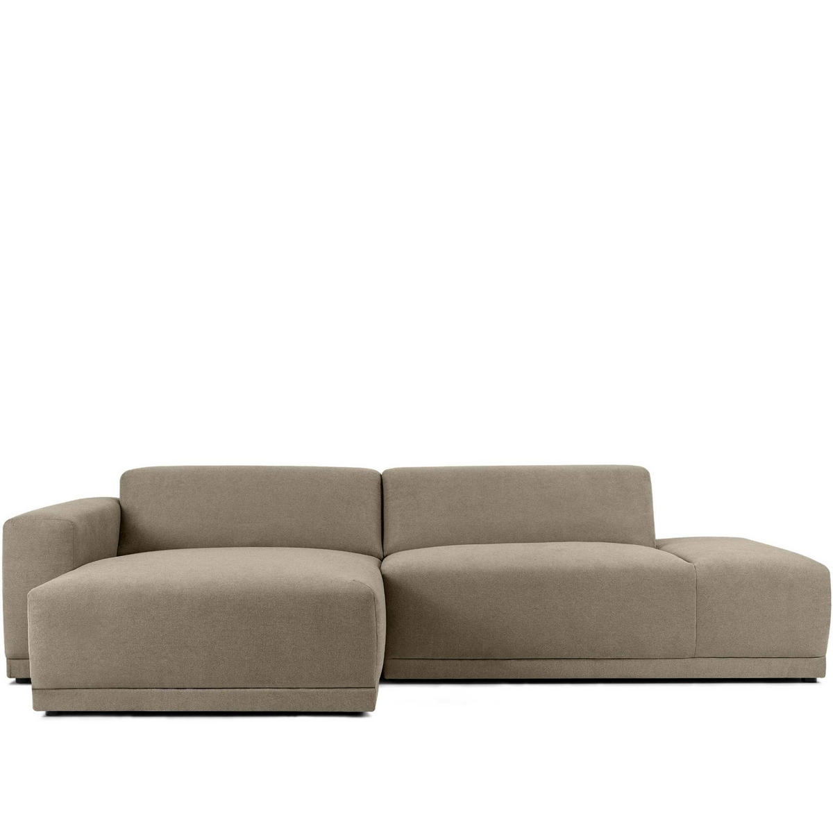 ECKSOFA LINKS MUDI in moderner Optik mit hochwertigem Kaltschaum, Cord-Stoff, Ecru - Ecru/Schwarz, Textil (280/160cm) - KONSIMO®