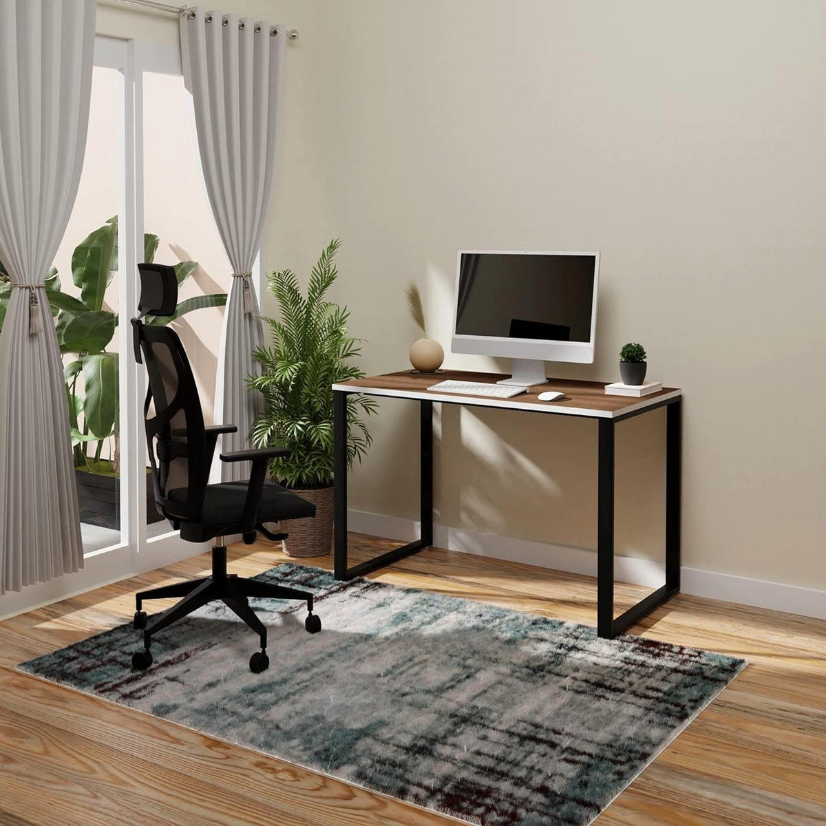 SCHREIBTISCH Fulda 110x60 cm – Schwarz mit Wengue Dekor - Schwarz, Holzwerkstoff (60/110/74cm) - Letti Moderni