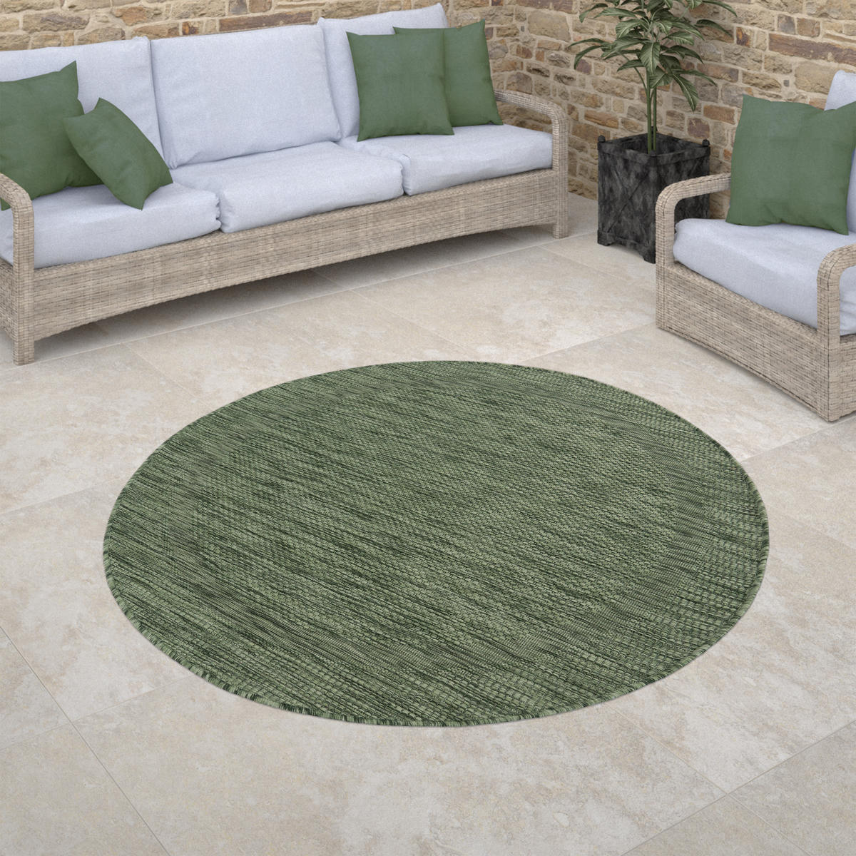 OUTDOORTEPPICH 80/80 cm Roma 272 - Grün, Textil (80/80cm) - Paco Home