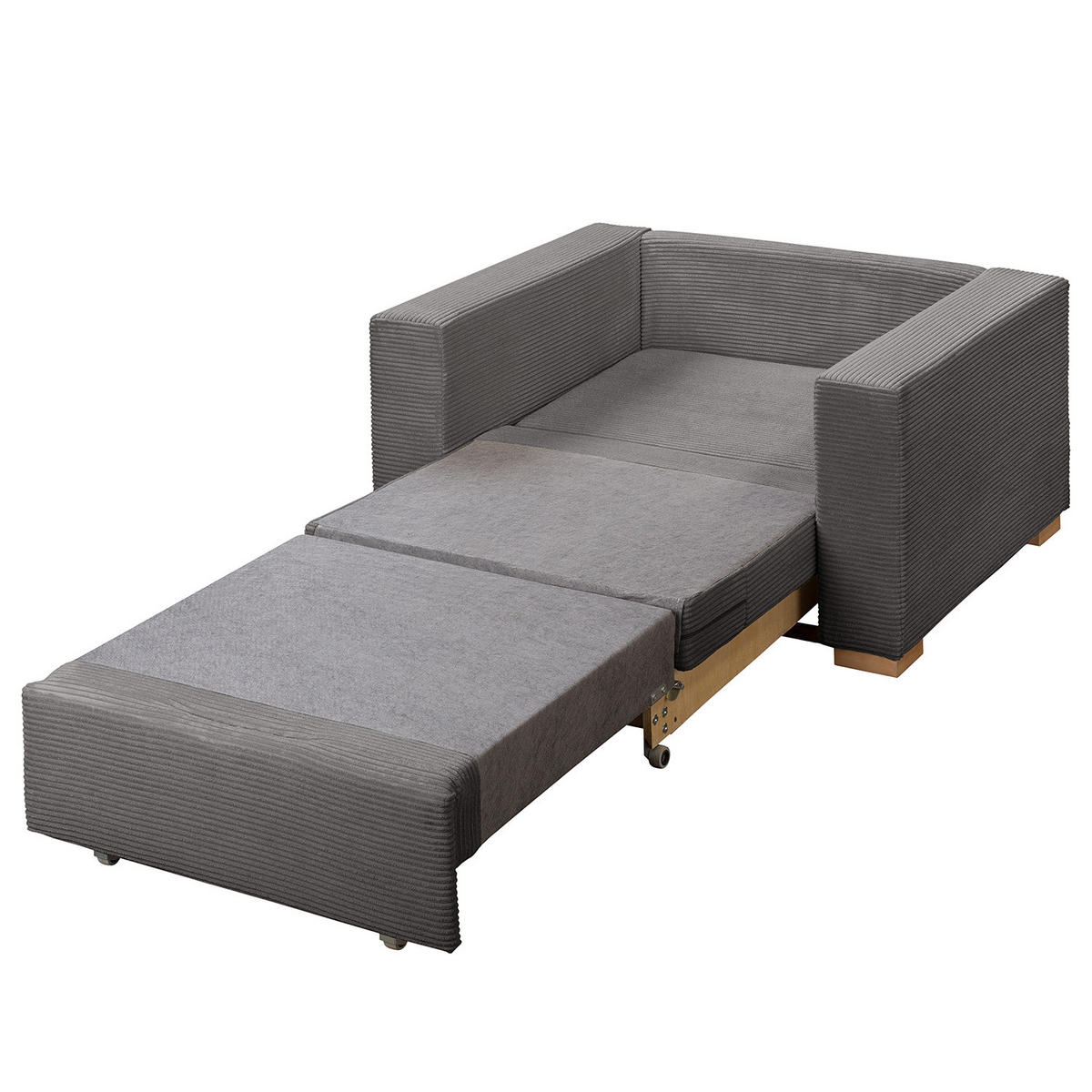 SCHLAFSESSEL - Buchefarben/Grau, Buchenholz/Textil (110/90/90cm) - home24