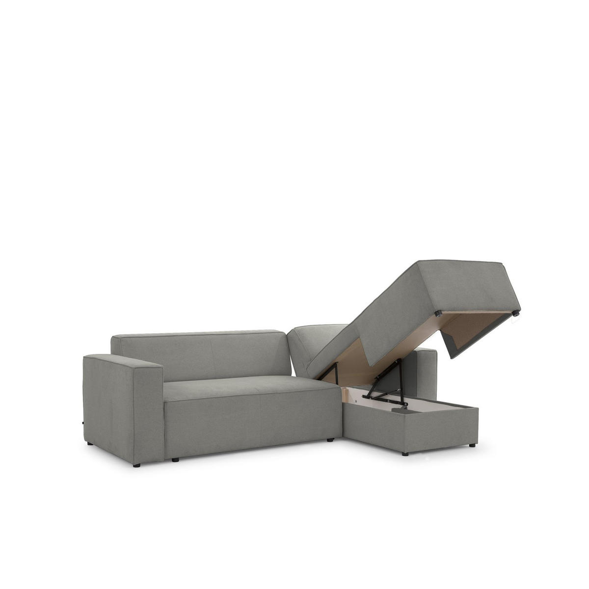 ECKSOFA Schlafsofa Waldo In Stoff Poso - Schieferfarben, Holzwerkstoff/Textil (260/173cm) - Fun Möbel