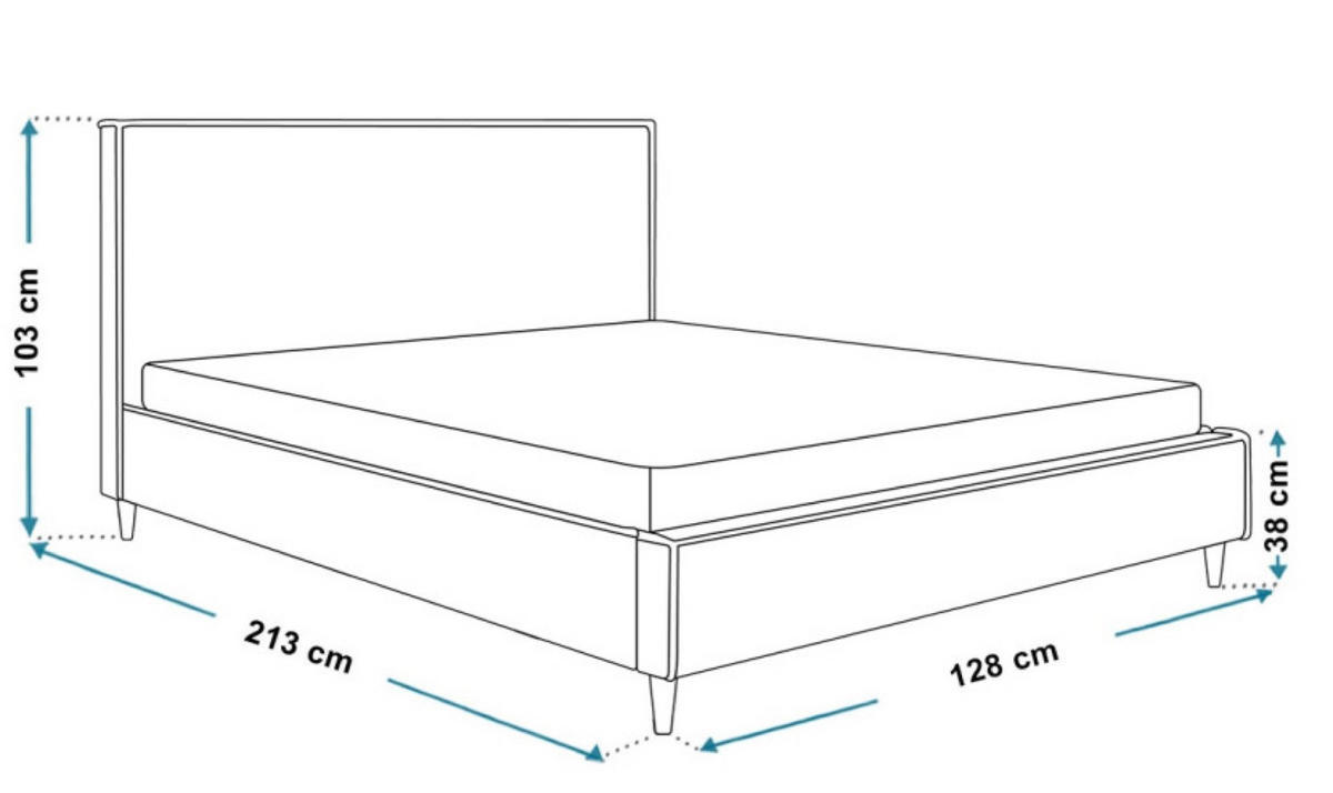 BETT Grau LUXO 8 Gepolstert 120x200 cm - Eichefarben/Schwarz, Textil (120/200cm) - Sepro Meble