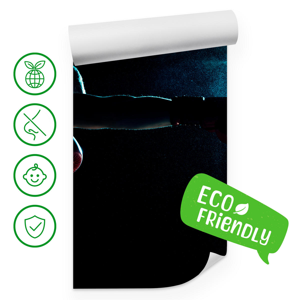 FOTOTAPETE für Jugendzimmer Muskelboxer Training Handschuhe Action 400x280 - Schwarz/Grau, Papier (400/280cm) - Muralo