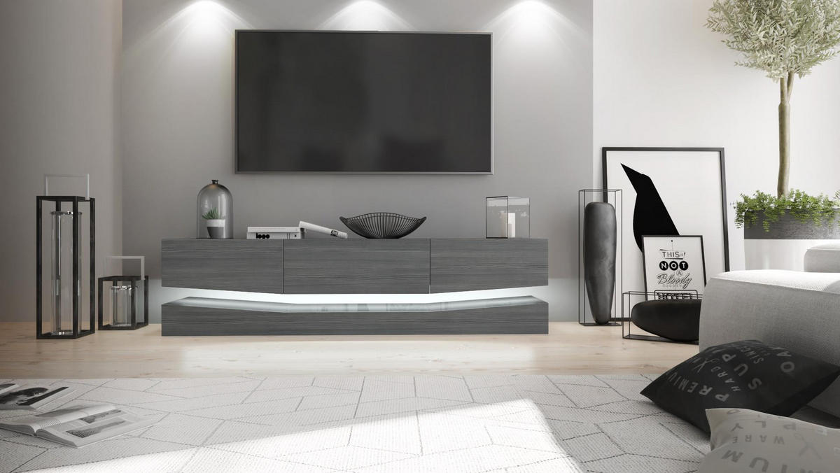 LOWBOARD City Fronten in Avola-Anthrazit - Anthrazit, Holzwerkstoff (178/48/39cm) - Vladon