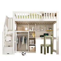 HOCHBETT 90/200 cm in Weiß mit Schreibtisch, Regal und USB - Weiß, Holz/Holzwerkstoff (90/200cm) - WISHDOR