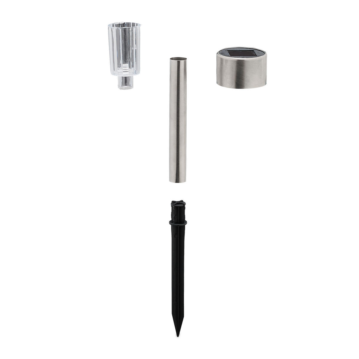 SOLARLAMPEN Set - Silberfarben, Kunststoff/Metall (4.5/4.5/31cm) - Relaxdays