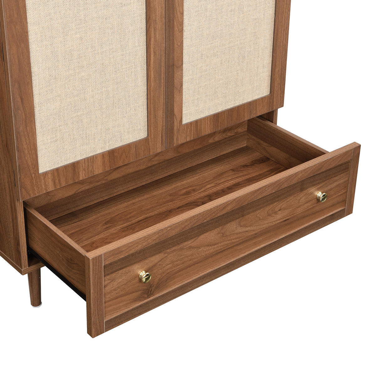 KLEIDERSCHRANK Holz Stoff Türen - Naturfarben, Holz (50/175/79cm) - LEBENLANG