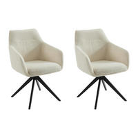 DREHSTUHL 2er-Set mit Armlehnen - Bouclé-Stoff & schwarzes Metall - Weiß - MUSE - Weiß, Textil (60/83/59cm) - Vente-Unique
