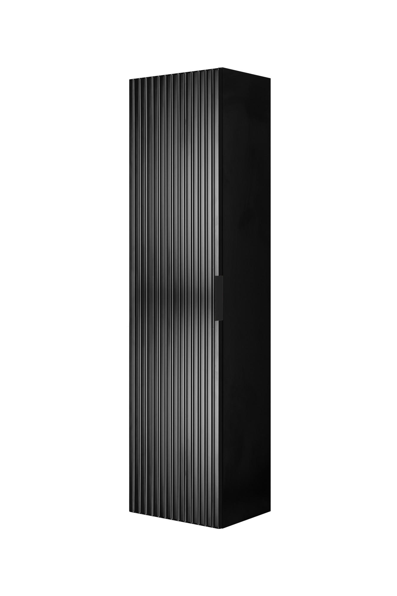 BADEZIMMERSCHRANK, Schwarz, 35 x 136 x 27 cm, schwarzer Griff - Schwarz, Holzwerkstoff (35/136/27cm) - 3XE LIVING