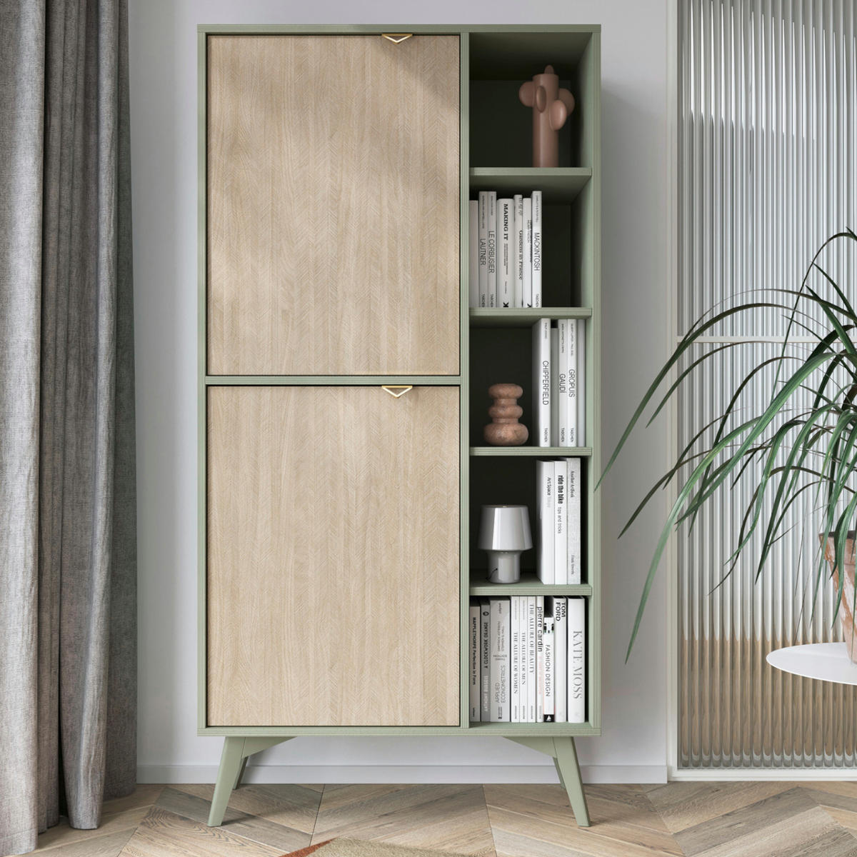 BÜCHERREGAL TOFINO REG1-2D Holzbeine Eukalyptus - Kastanienfarben/Eukalyptusholzfarben, Holz/Holzwerkstoff (80/160/38cm) - Komodee