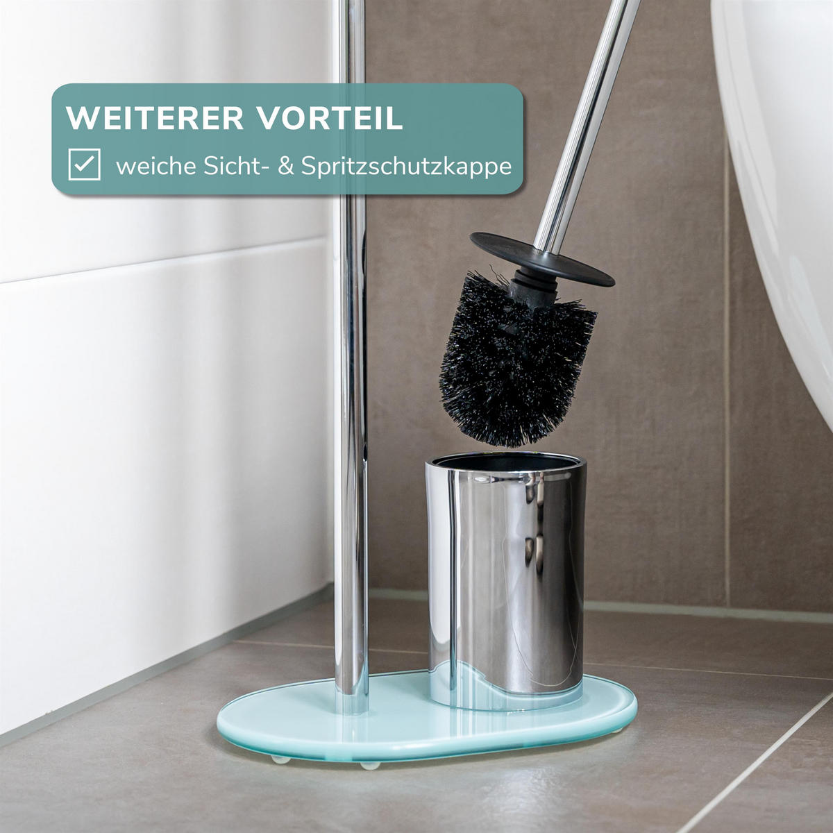 STAND-WC-GARNITUR, weiß, Edelstahl - Weiß, Metall (28.5/72.5/12cm) - bremermann
