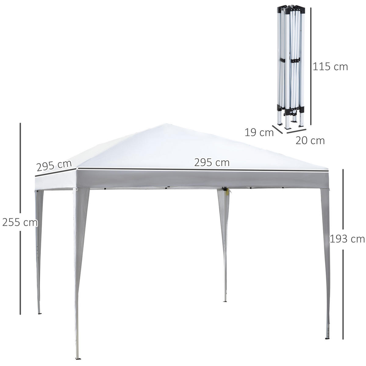 FALTPAVILLON 2,95x2,95 m Weiß - Weiß, Metall (295/255/295cm) - ComfortXL
