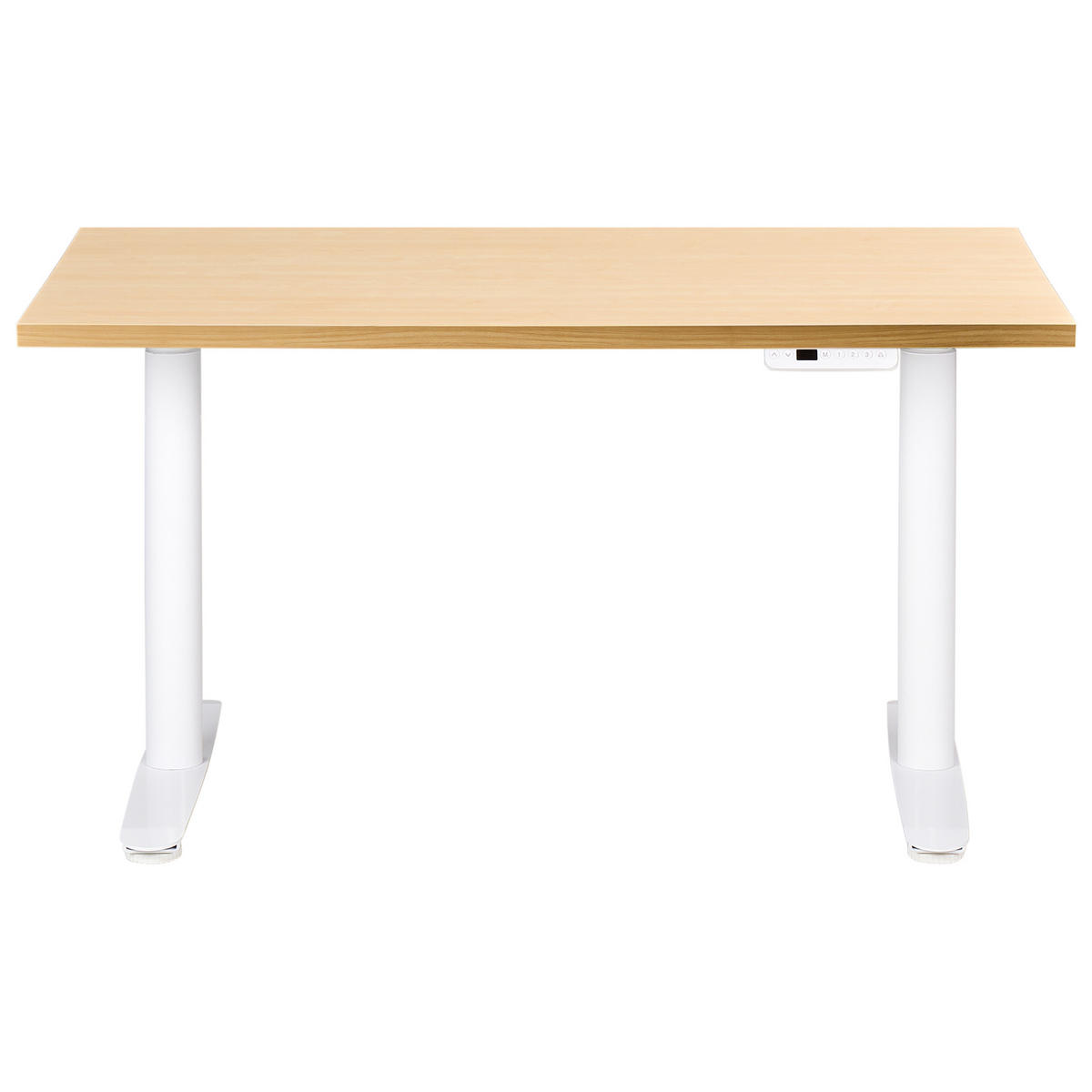 SCHREIBTISCH elektrisch höhenverstellbar 120/72 cm Hellbraun/Weiß Destinas - Hellbraun/Braun, Holzwerkstoff/Metall (72/120/67cm) - Beliani