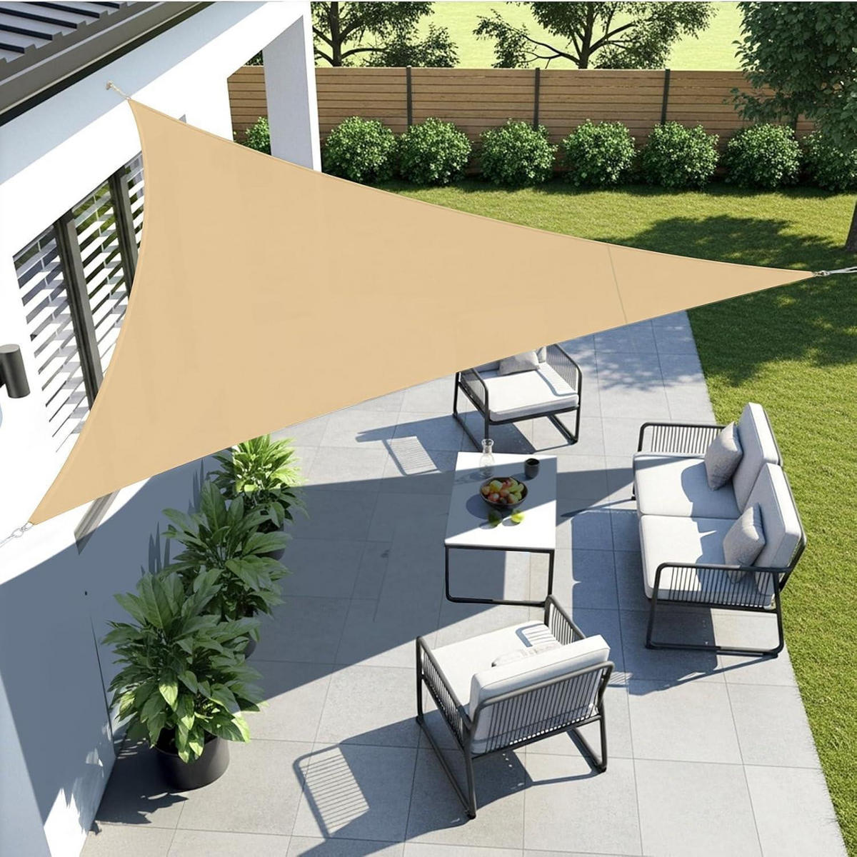 SONNENSEGEL Dreieckig 400 x 400 x 400 cm Wasserdicht Sandbeige - Sandfarben, Textil (400/400cm)