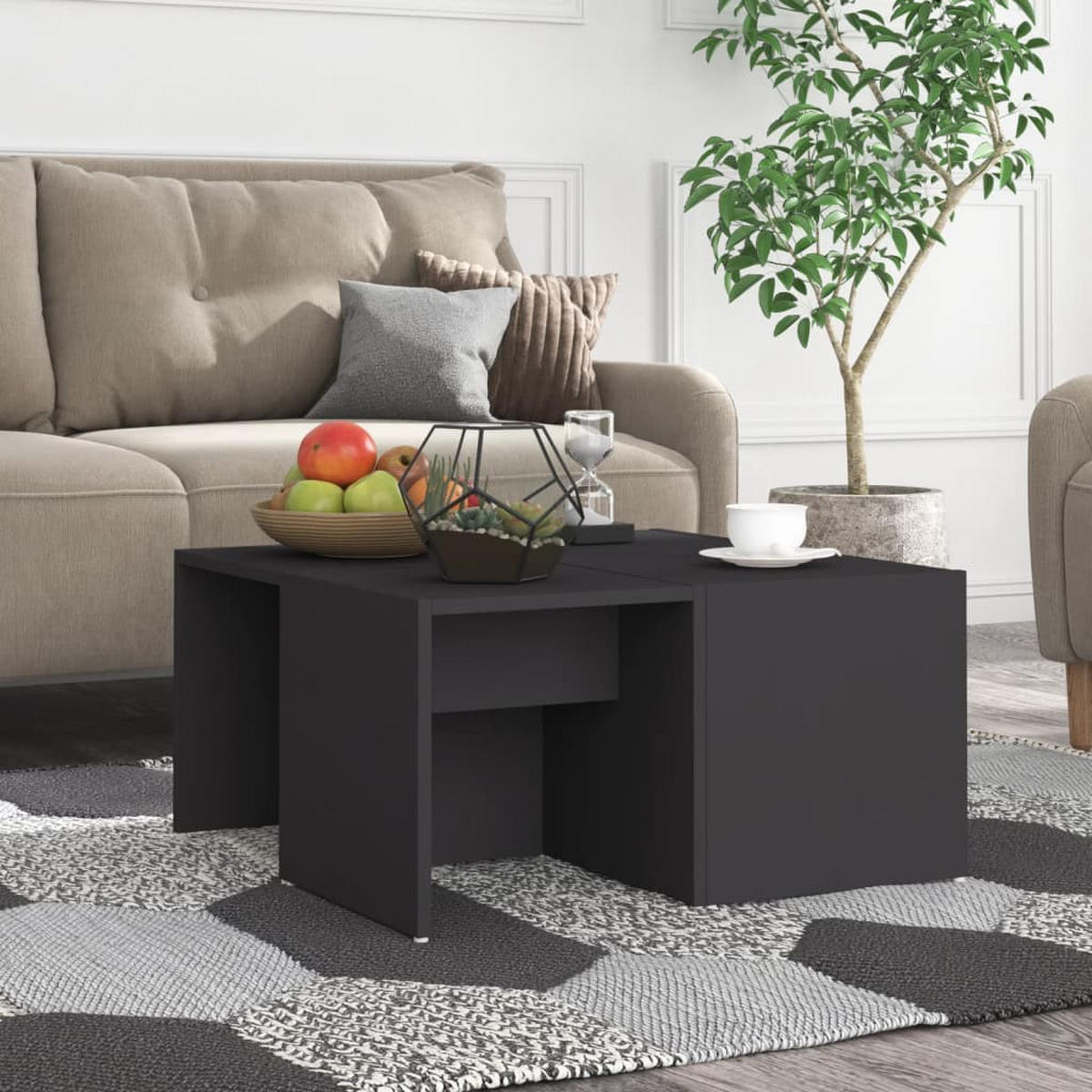 COUCHTISCHE 4 Stk. Grau 33x33x33 cm Holzwerkstoff - Grau, Holzwerkstoff (66/66/33cm) - furnicato