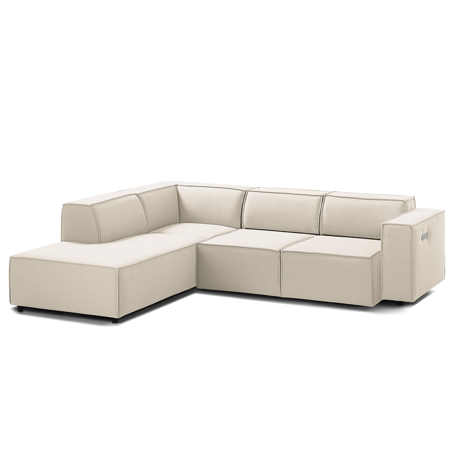 ECKSOFA mit Ottomane - Schwarz/Weiß, Kunststoff/Textil (260/234cm) - home24