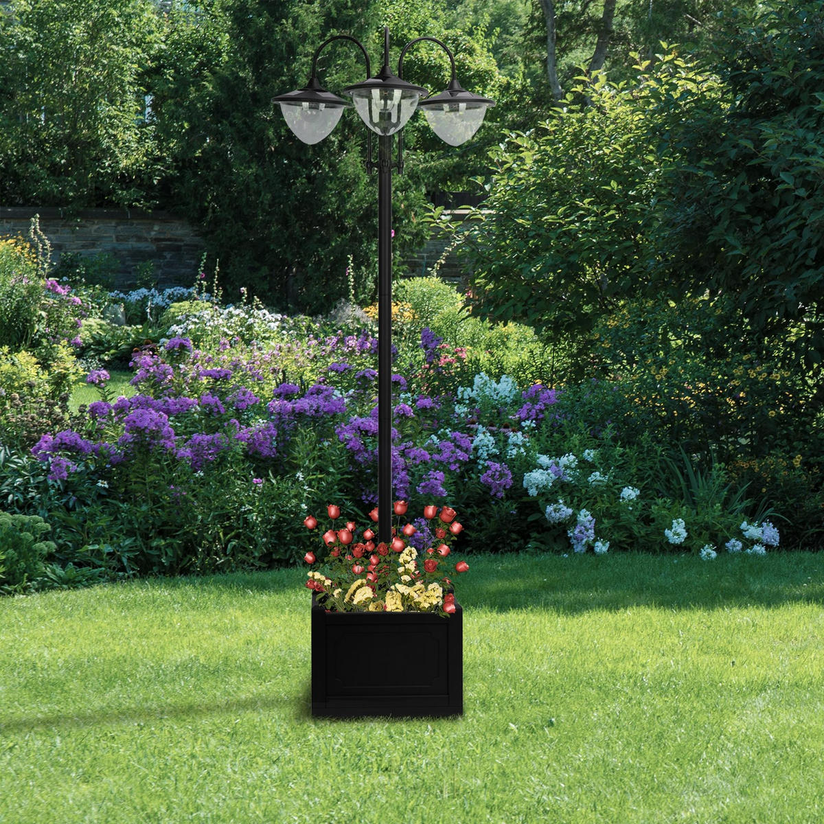 GARTENLATERNE, Schwarz, PP, ABS, Edelstahl, Aluminiumlegierung - Schwarz, Metall (60/55/189cm) - Outsunny