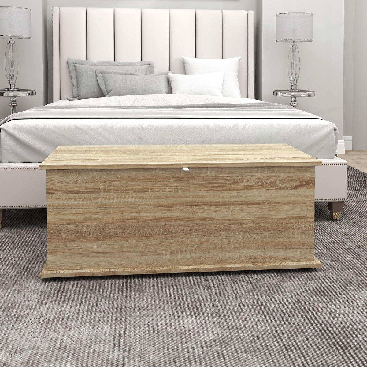 KISSENBOX DE-12478 mit klappdeckel 100/40/40 cm Naturholz - Naturfarben, Holzwerkstoff (40/40/100cm) - ComfortXL
