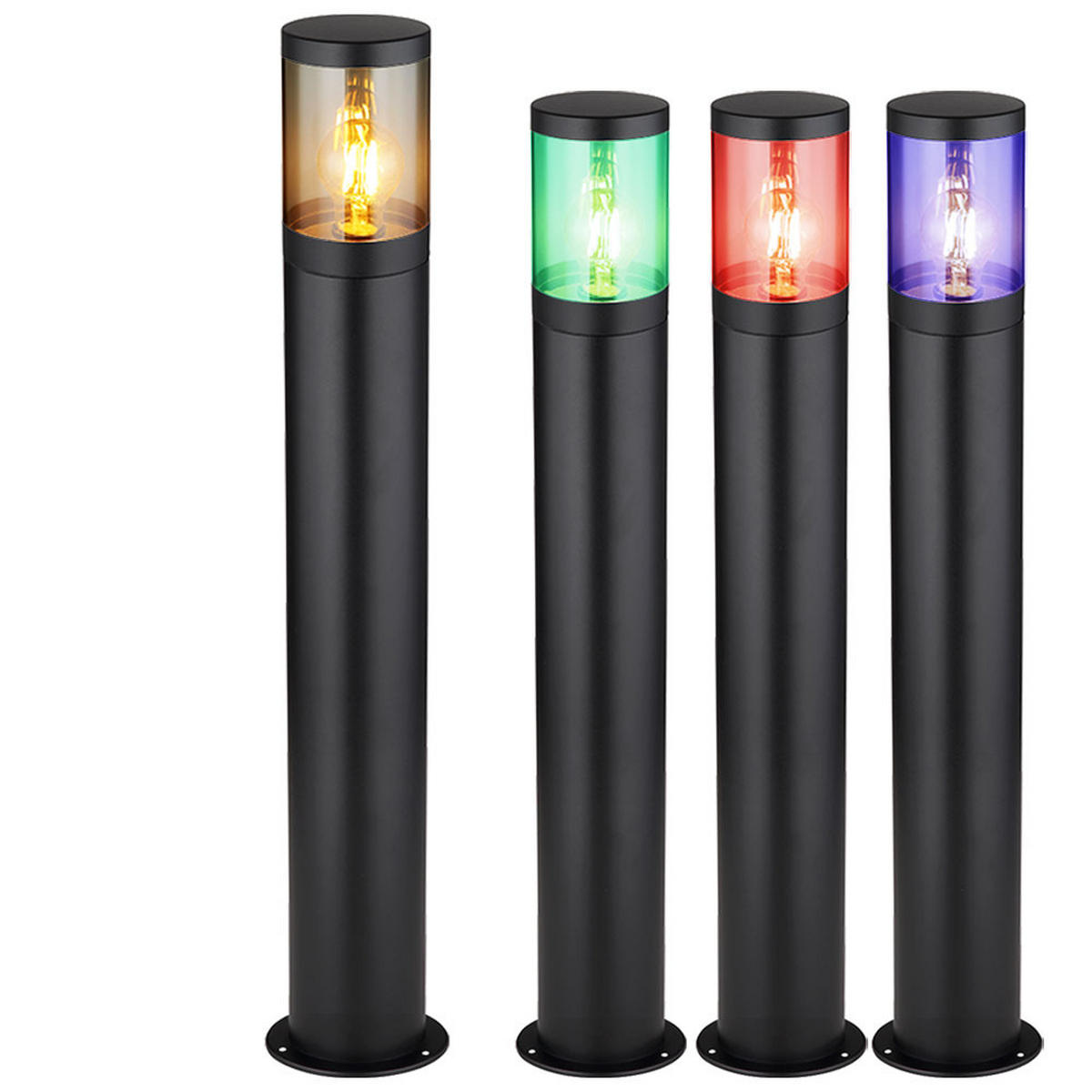 LED AUSSENSTEHLEUCHTE Edelstahl Schwarz Rauch - Schwarz, Metall (14/14/80cm) - Globo Lighting