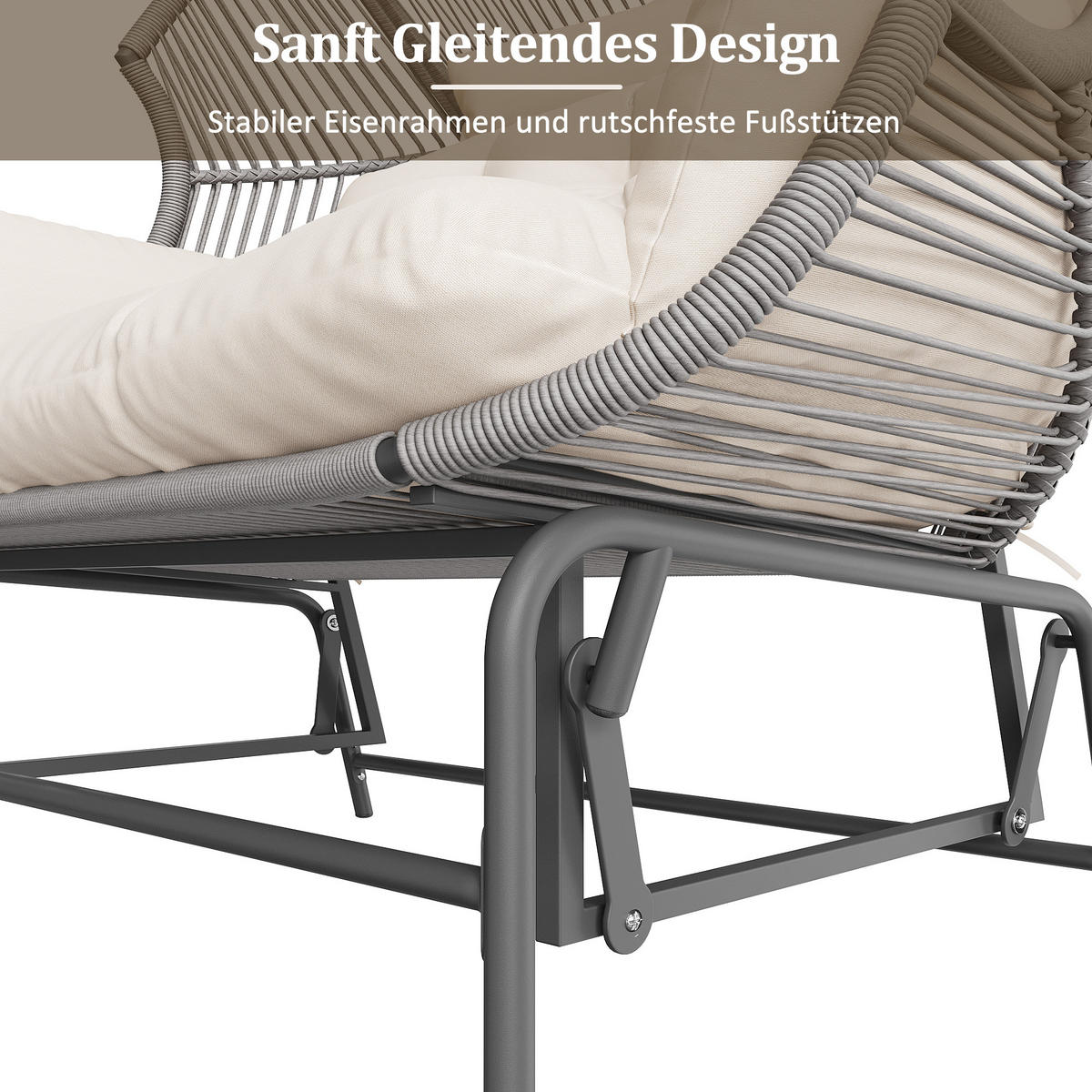 HÄNGESESSEL 2 Personen Grau Für Garten Balkon Terrasse - Grau, Metall (85/143/145cm) - FLIEKS