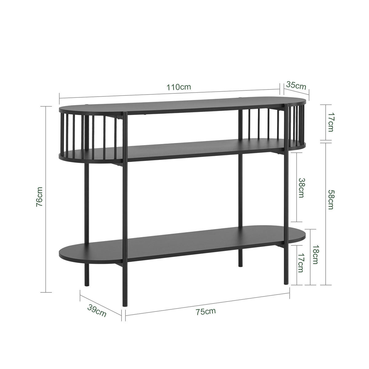KONSOLENTISCH Schwarz - Schwarz, Holzwerkstoff/Metall (39/110/76cm) - SoBuy