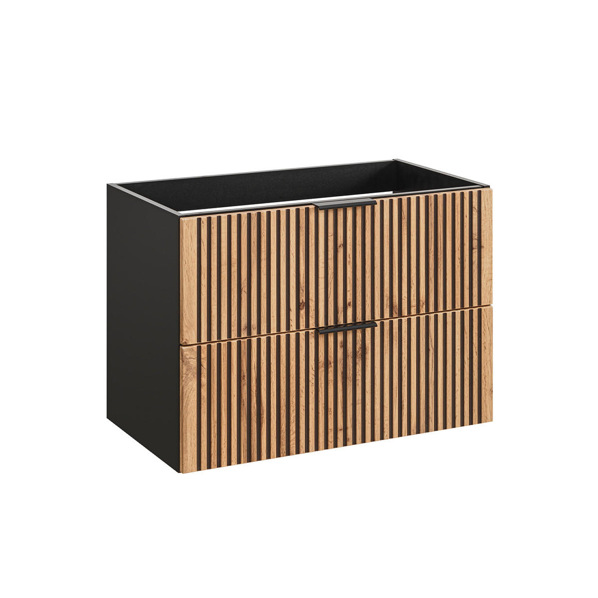 WASCHTISCHUNTERSCHRANK 80.2cm Gaia Holz in Eichenoptik und Schwarz - Schwarz, Holzwerkstoff (80.2/57/46cm) - Petits-meubles