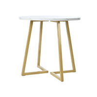 JÍDELNÍ stůl 80/75 cm bílý z MDF a kovu s mramorovým dekorem - bílá, kompozitní dřevo (80/80/75cm) - OKWISH