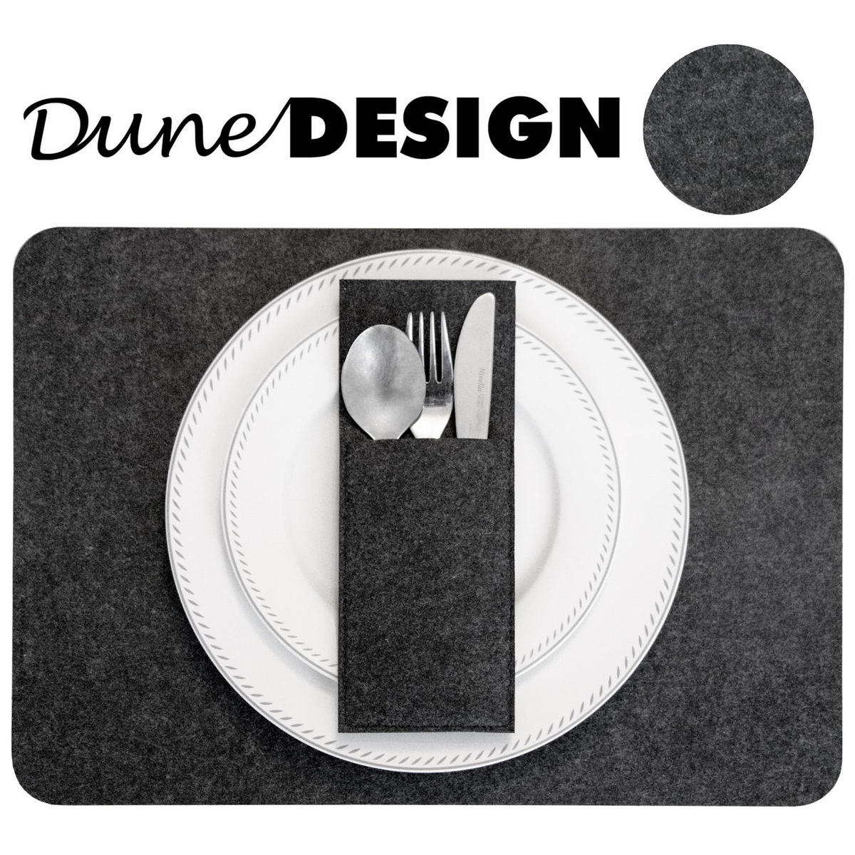 TISCHSET aus Filz, 12er Set 43/30 cm Grau - Grau, Kunststoff (43/30/1cm) - Dunedesign