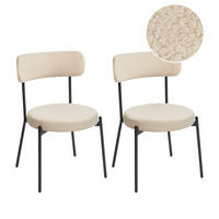 ESSZIMMERSTUHL 2er-Set Bouclé Helles Beige Allison - Beige/Schwarz, Textil (47/77/52cm) - Beliani