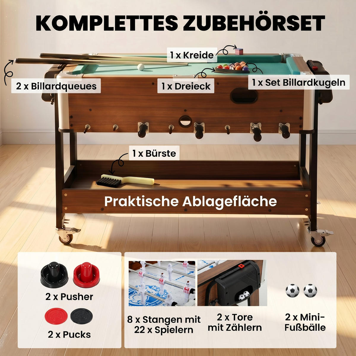 MULTIFUNKTIONS-TISCH MDF Walnuss Weiß - Walnussfarben, Holzwerkstoff (61.5/102.5cm) - SPORTNOW