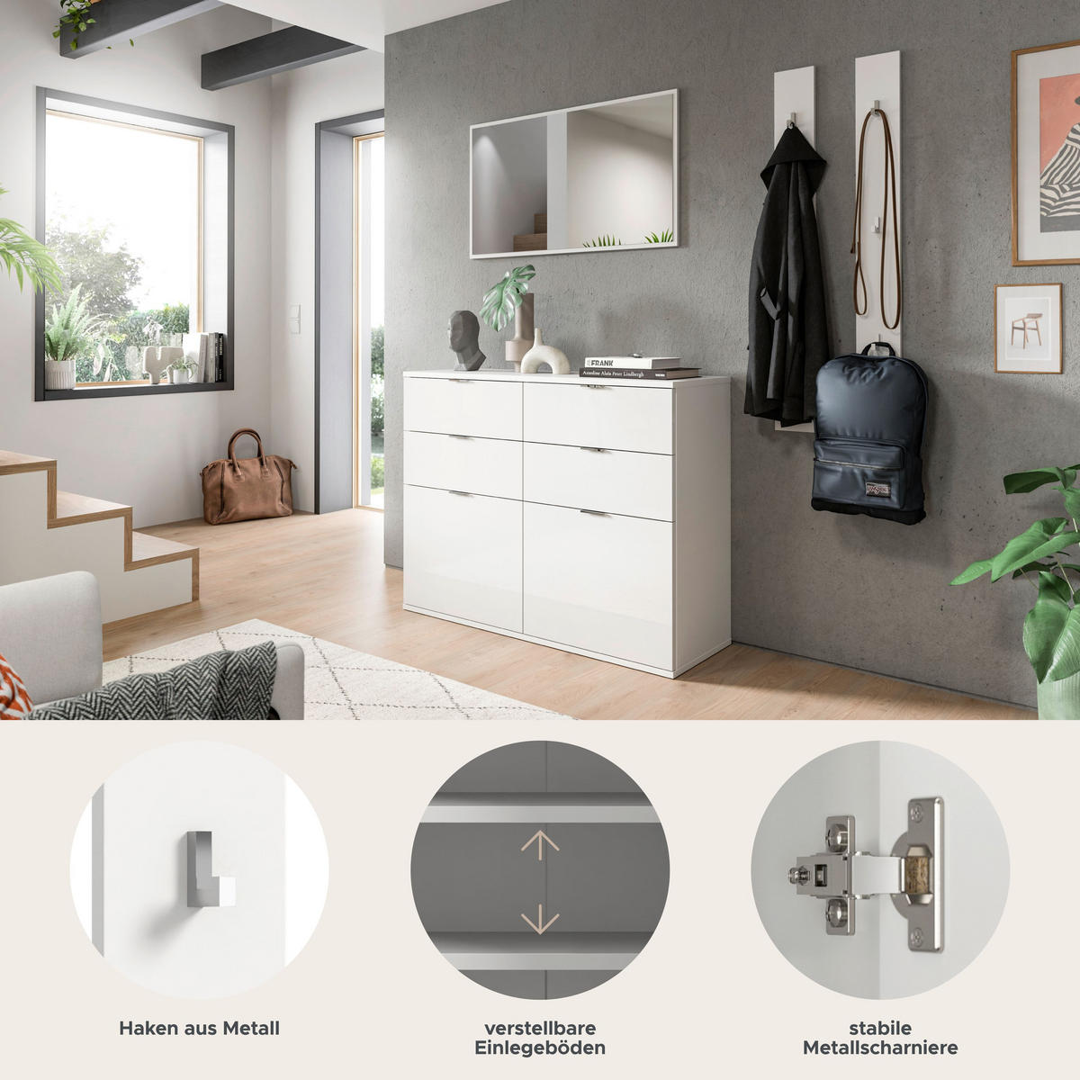 GARDEROBE Systemmöbel Projekt X 4tlg. Kombination, ca.82x191x34cm - Weiß, Holzwerkstoff (171/191/37cm)