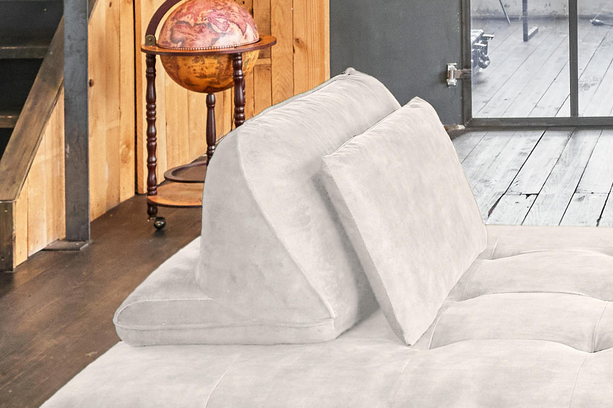 SOFA WIOLO Cremeweiß Velvet - Silberfarben/Creme, Textil/Metall (240/80/110cm) - KAWOLA