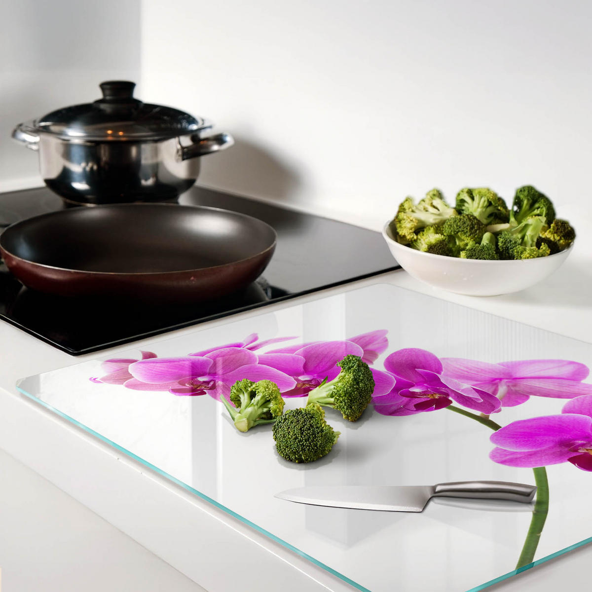 GLASPLATTE 60x52 cm Rosa Orchidee - Pink, Glas (60/0.4/52cm) - TULUP