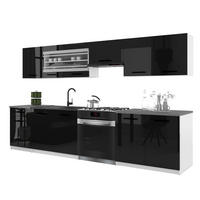 KUCHYŇSKÁ LINKA Italia 4 260 cm, s pracovními deskami, Černá - černá, dřevo (260/143/60cm) - B BELINI GROUP