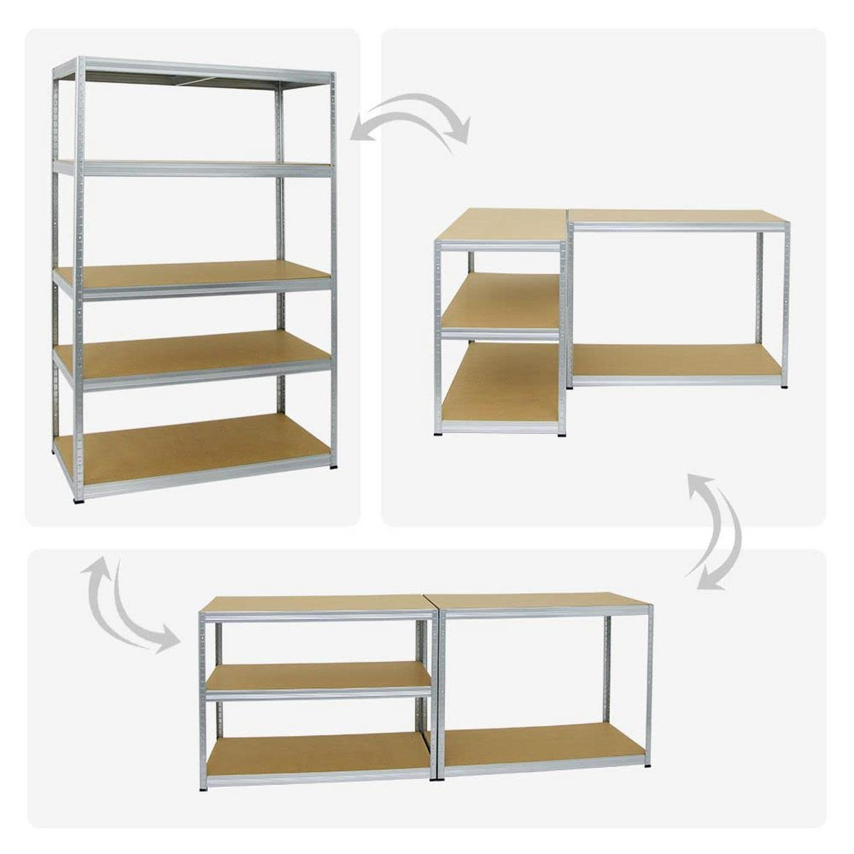 SCHWERLASTREGAL Big Elephant M 2er-Set mit 2x 180x120x60 cm Fachlast 250 kg Verzinkt - Silberfarben, Metall (240/180/60cm) - PROREGAL