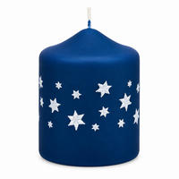 ADVENTSKERZEN Estrellas in Samtlook Midnight Blue 8 x 6 cm, 4er Set - Blau, Paraffin (6/8/8cm) - Kopschitz Kerzen
