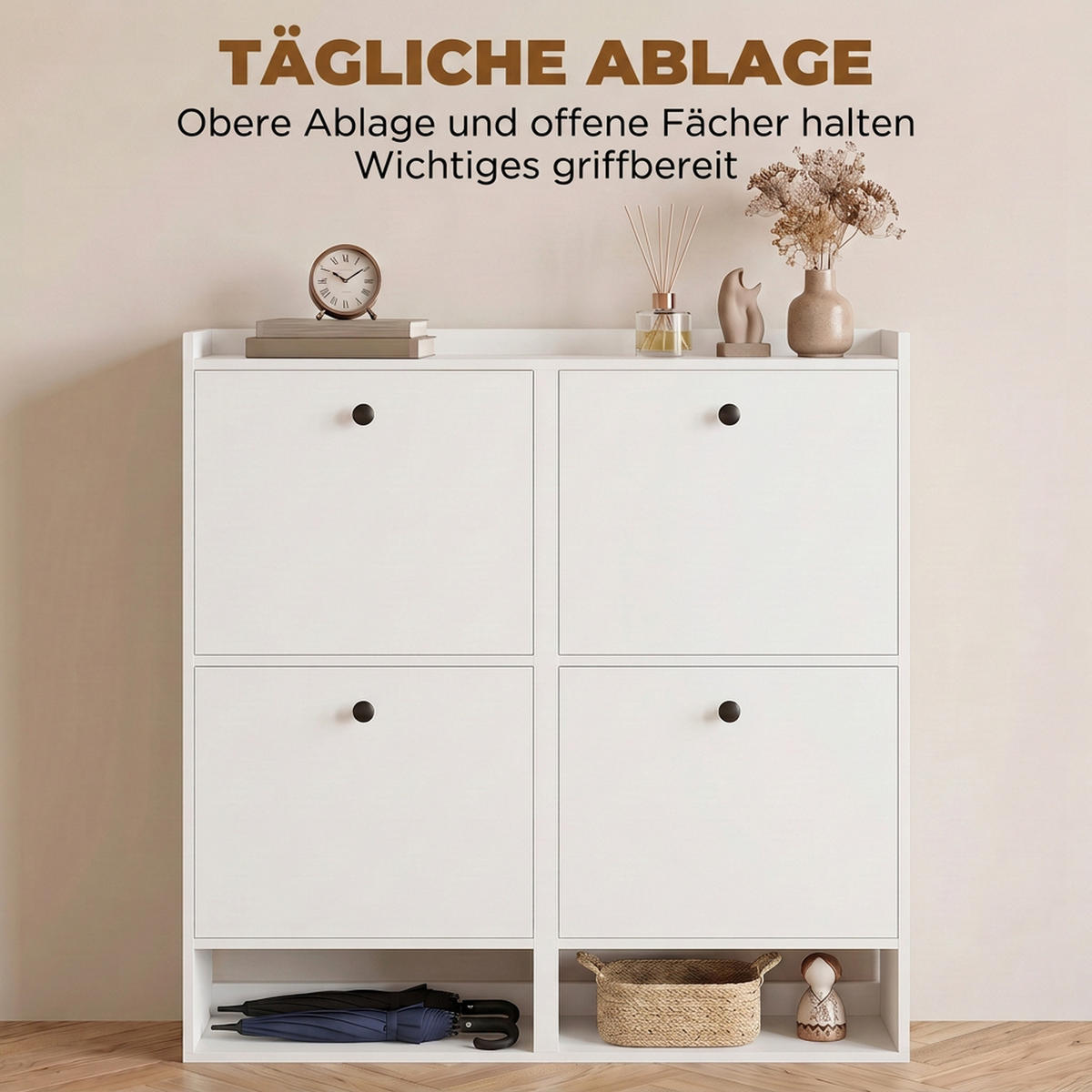 SCHUHSCHRANK MDF Weiß - Zinkfarben/Weiß, Holzwerkstoff/Kunststoff (24/100/100cm) - HOMCOM