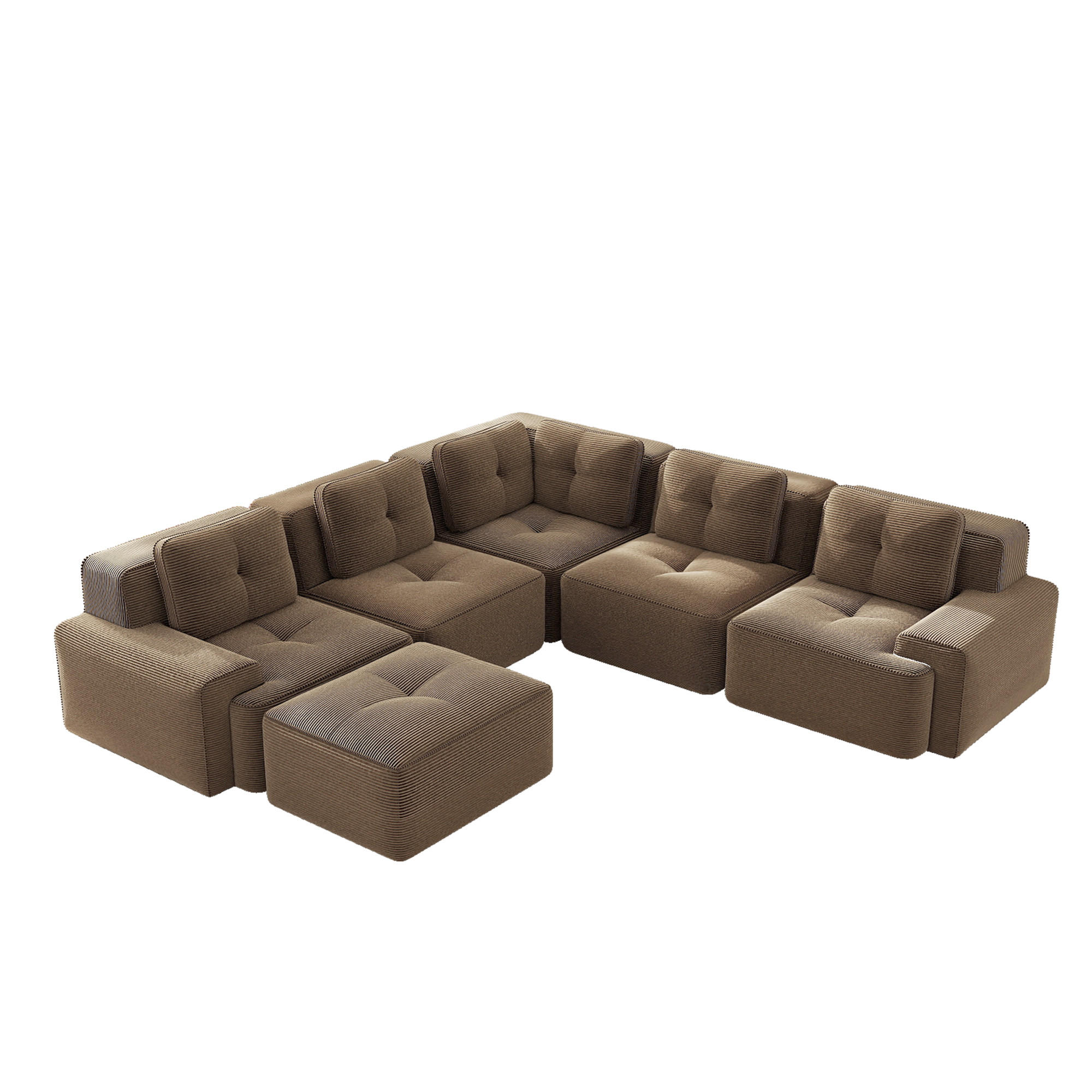 WOHNLANDSCHAFT DE-34424 mit Ottoman und Cordstoff Braun - Braun, Textil (295/69/295cm) - ComfortXL