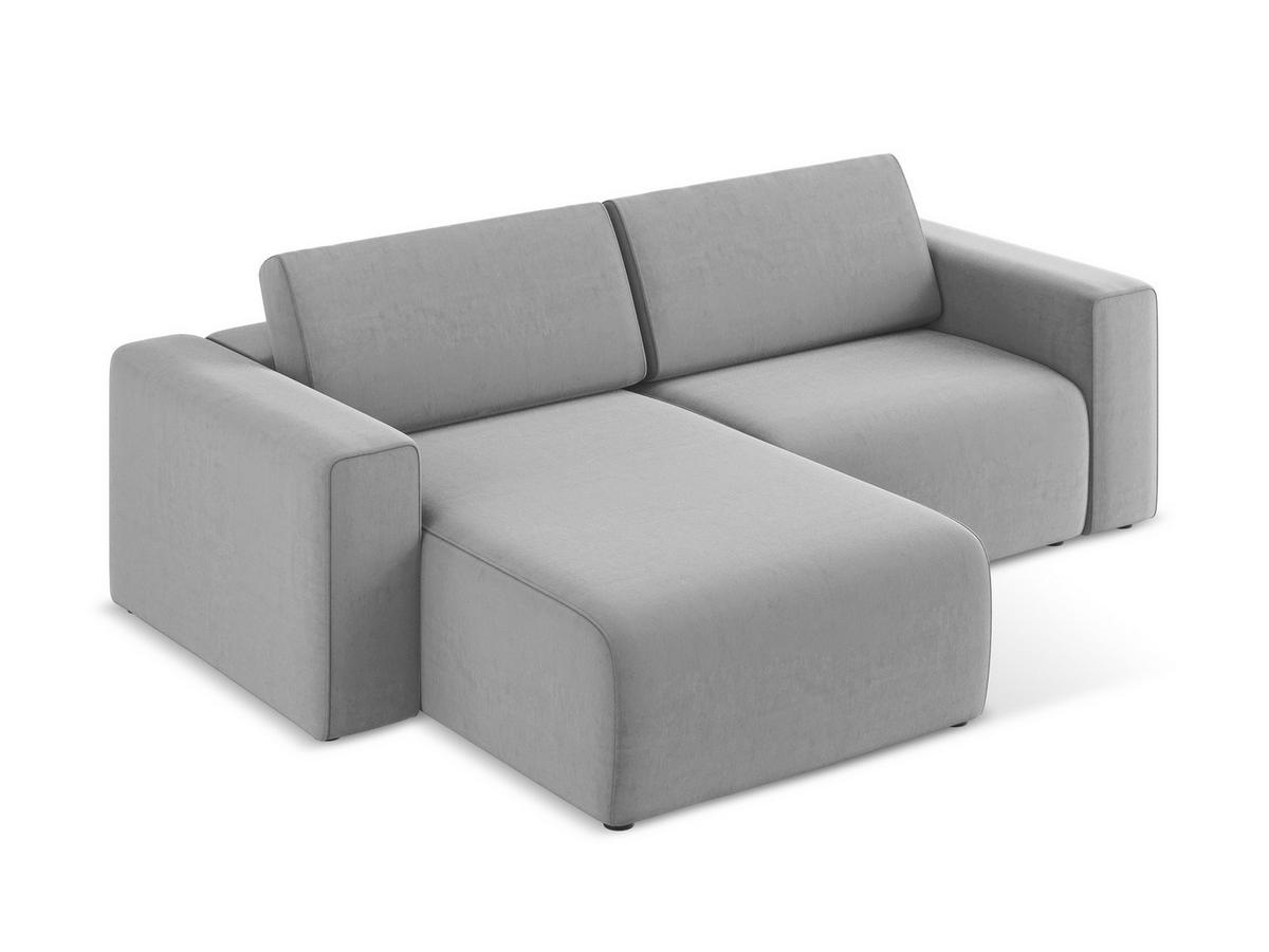 ECKSOFA Links Samt Stoff Grau - Creme/Schwarz, Kunststoff/Textil (167/224cm) - Makamii