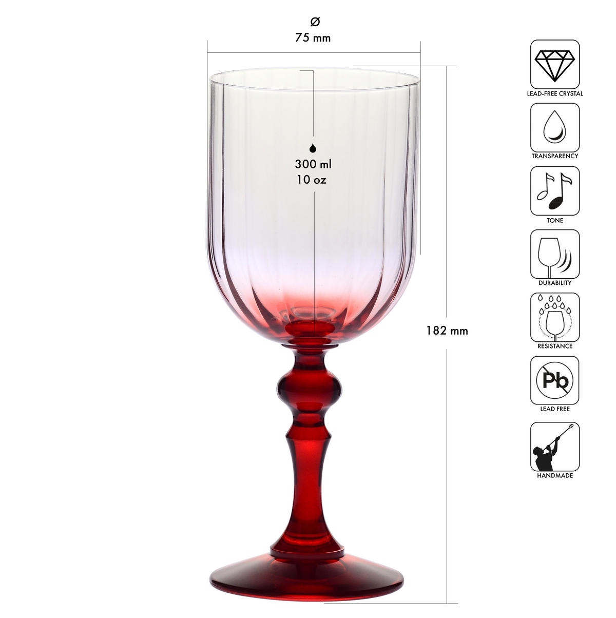 WEINGLÄSER, 2er-Set, 300 ml - Rot, Glas (0.3L) - Krosno Glass