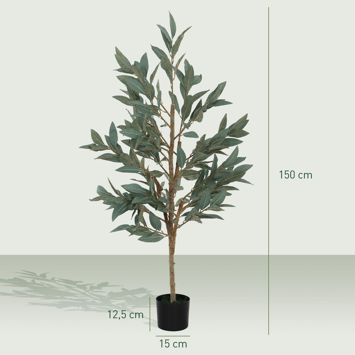 KUNSTPFLANZE, Künstlicher Lorbeerbaum 150 cm, für Zuhause, Büro, Balkon, Schlafzimmer, Grün - Multicolor, Kunststoff (150cm) - FORIOUS