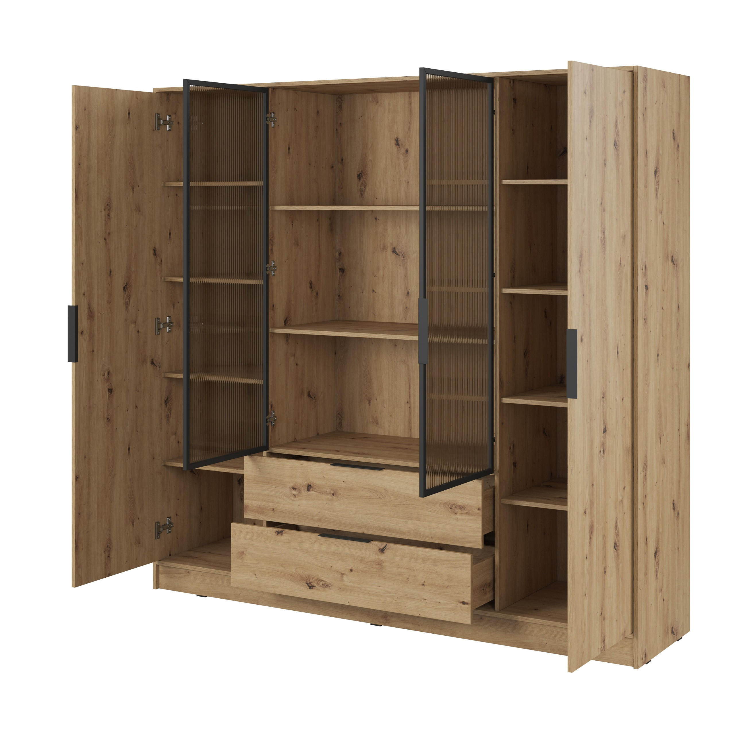 DREHTÜRENSCHRANK CATERINA 206/200/51 cm 4-türig Eiche Artisan - Eiche Artisan, Holzwerkstoff (206/200/51cm) - MASSENO